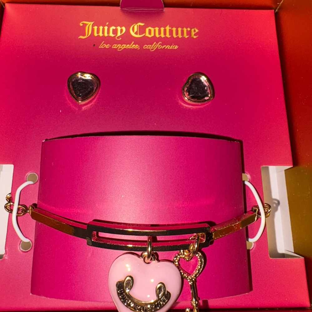 Juicy Couture Pink and Gold Heart Earrings